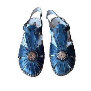 Pikolinos Sandals Puerto Vallarta Women Size EU39 US8.5 Brown Blue Leather Shoes